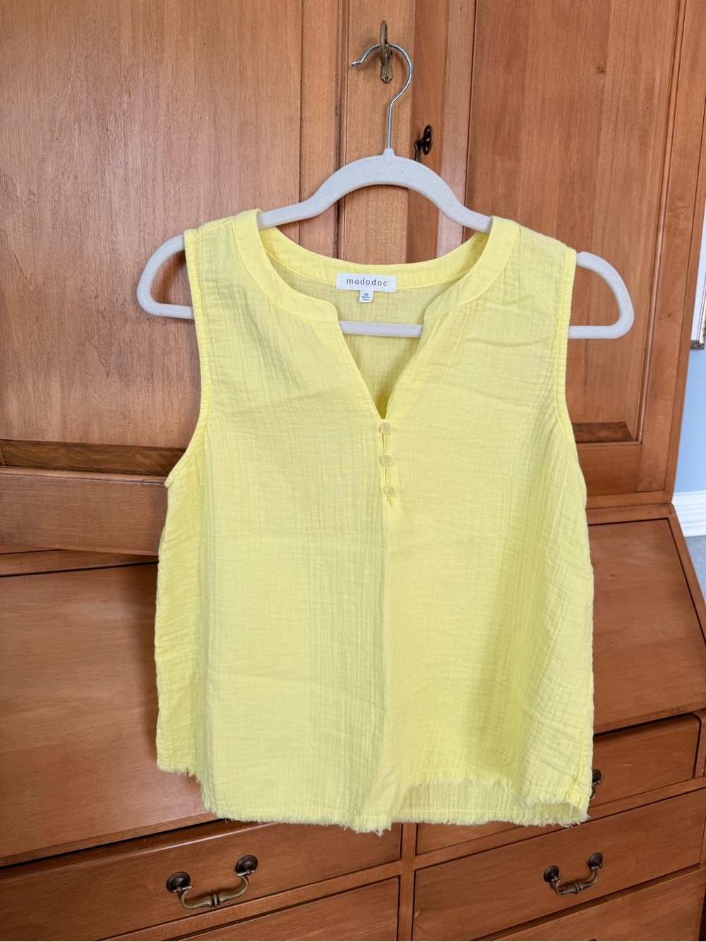 Mododoc 100% Cotton Yellow Sleeveless Tank Top XS